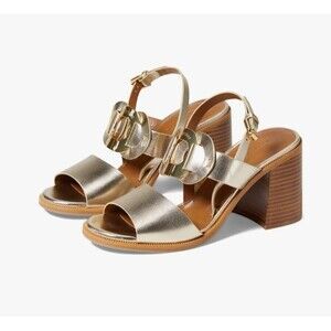 SEE BY CHLOE CHANY Gold LEATHER HEELED SANDALS 38.5